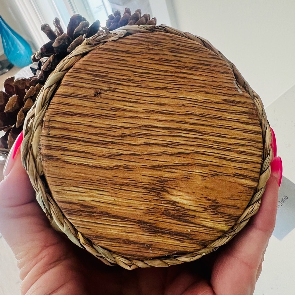 Mackenzie-Childs Pinecone Basket with Checkered Design - Picture 3 of 5